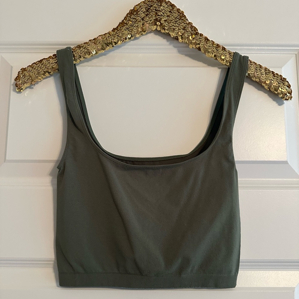 Free People Intimately Olive Crop Tank